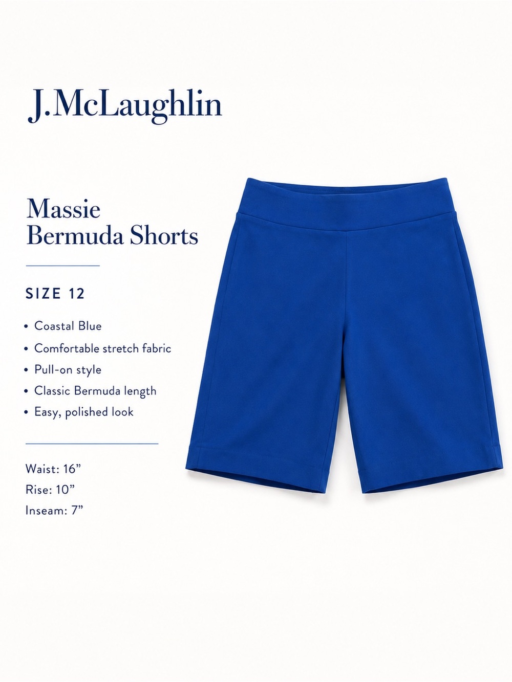 J.McLaughlin Shorts Size 12 Massie Style Blue